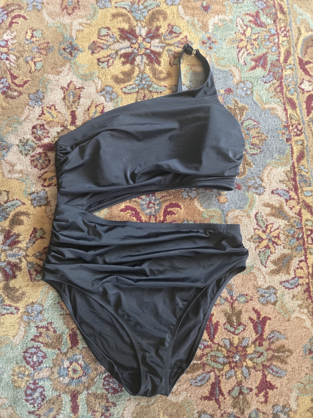 Cacique Black One-Shoulder Cutout One-Piece Swimsuit - Picture 2 of 10